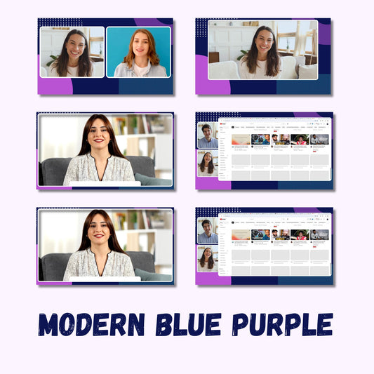 Modern Blue Purple Overlay Pack for OBS, vMix, SY , Evmux