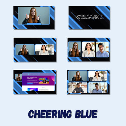 Cheering Blue Overlay Pack for OBS, vMix, StreamYard , Evmux , Ecamm Live etc.