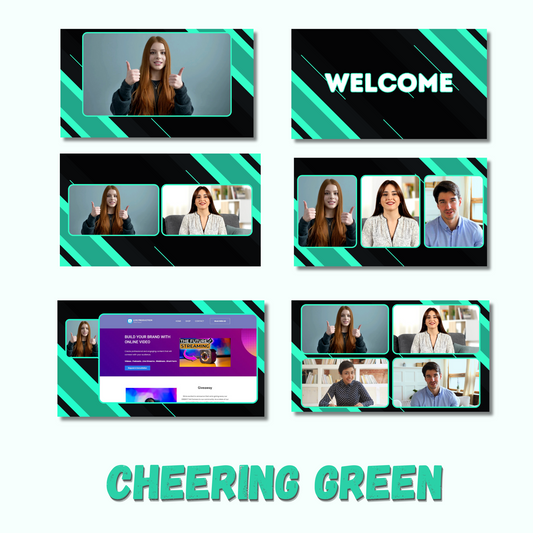 Cheering Green Overlay Pack for OBS, vMix, StreamYard , Ecamm Live, Evmux etc.